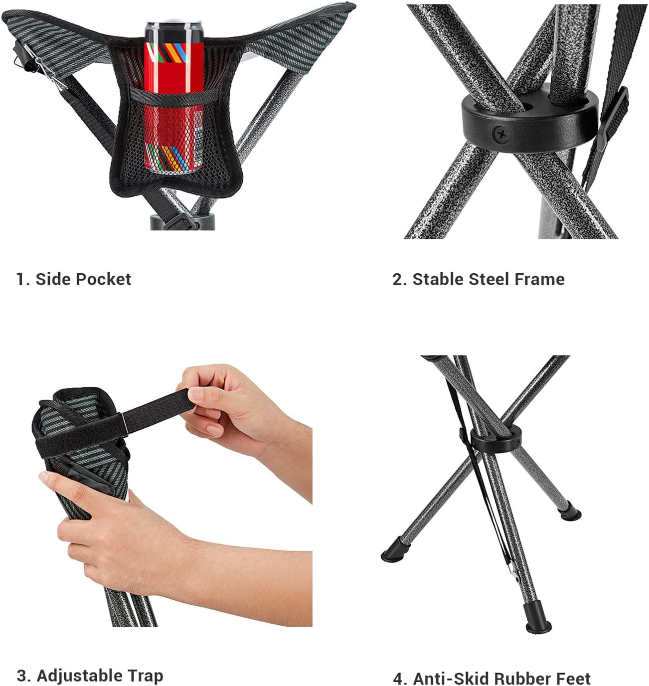 2 Pack Tripod Folding Chair Portable Camping Tripod Stool Backpacking Camp Stool