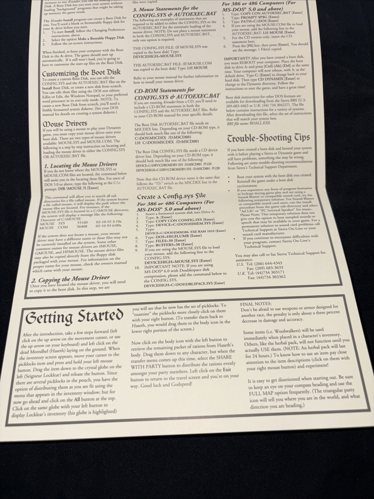 Krondor Map Installation & Reference Guide Vintage Pc Video Game Dynamix ￼
