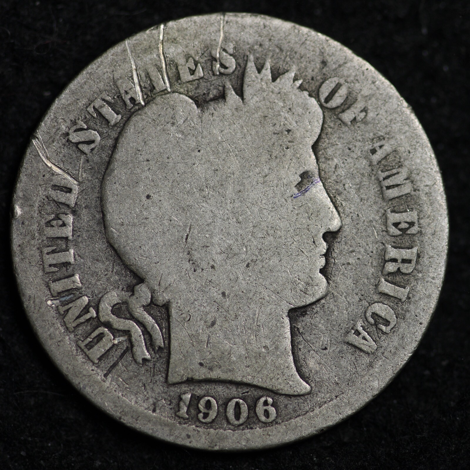 1906-S Barber Silver Dime CHOICE GOOD FREE SHIPPING W20 AE 