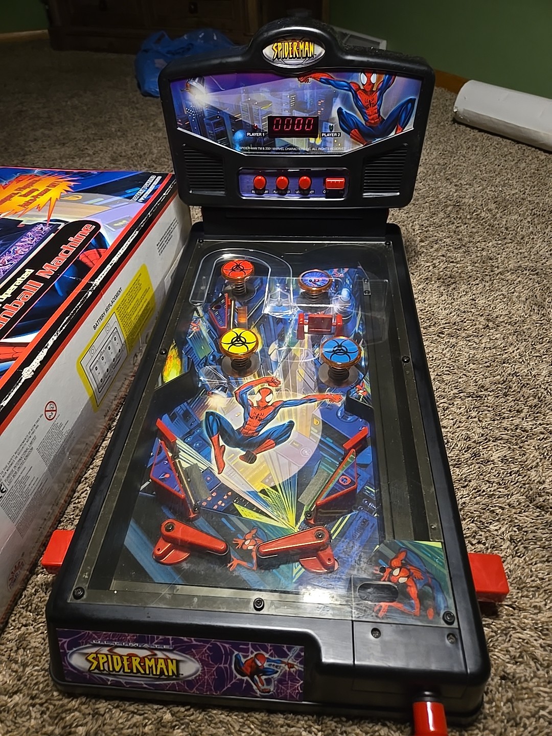 Marvel SPIDER-MAN 3 2007 Table-Top Mini Pinball Machine Used Tested WORKS