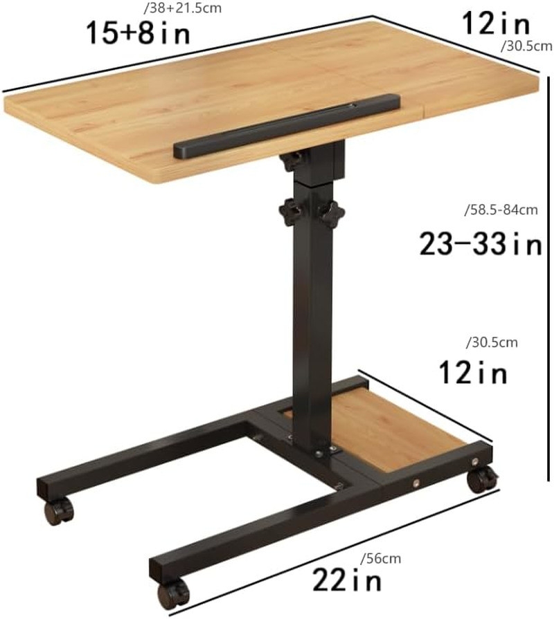 Mobile Height Adjustable Laptop Desk with Mouse Pad, Portable Laptop Desk Rollin