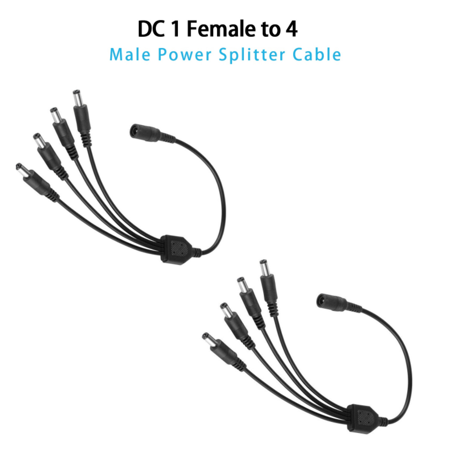 ZOSI 2PCS 1 to 4 Male Way Power Supply Adapter Cable for CCTV Camera system