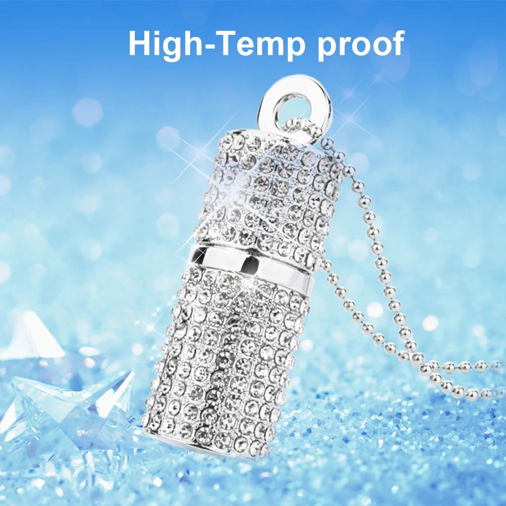 Silver 64GB Diamond Crystal USB 2.0 Flash Drive Metal Necklace Gift Christmas