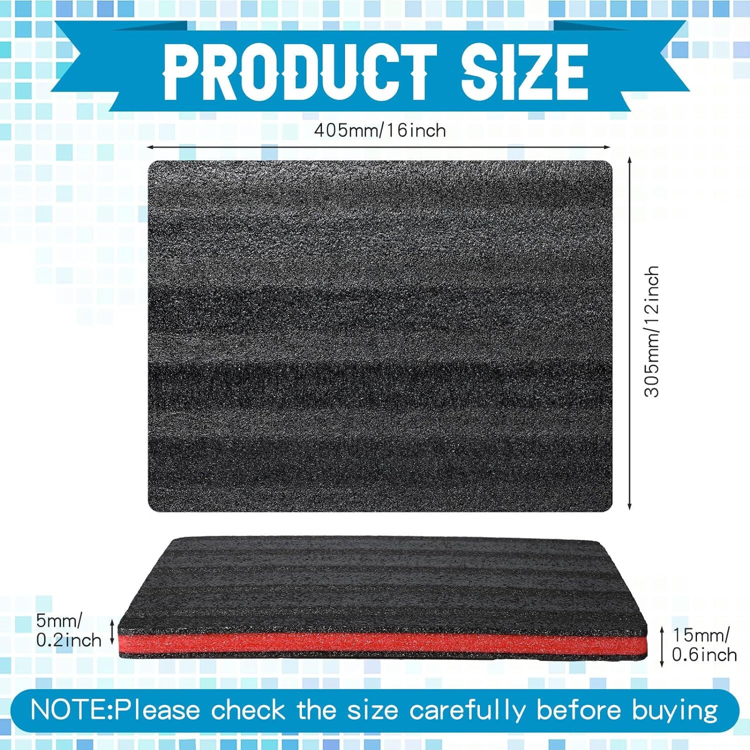 4 Pcs Cuttable Polyurethane Foam Pads Foam Sheets Craft Foam Black Tool Box Foam