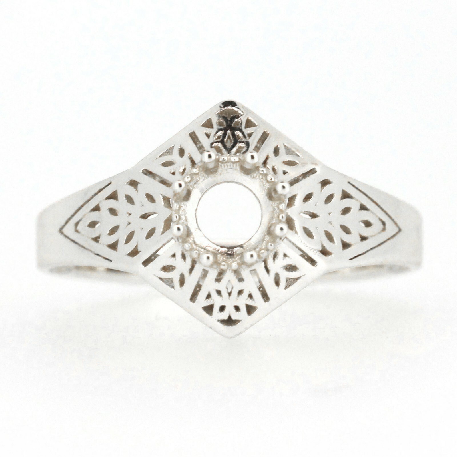Sterling Silver Semi Mount Ring Setting Round Rd 5x5mm Vintage Repro