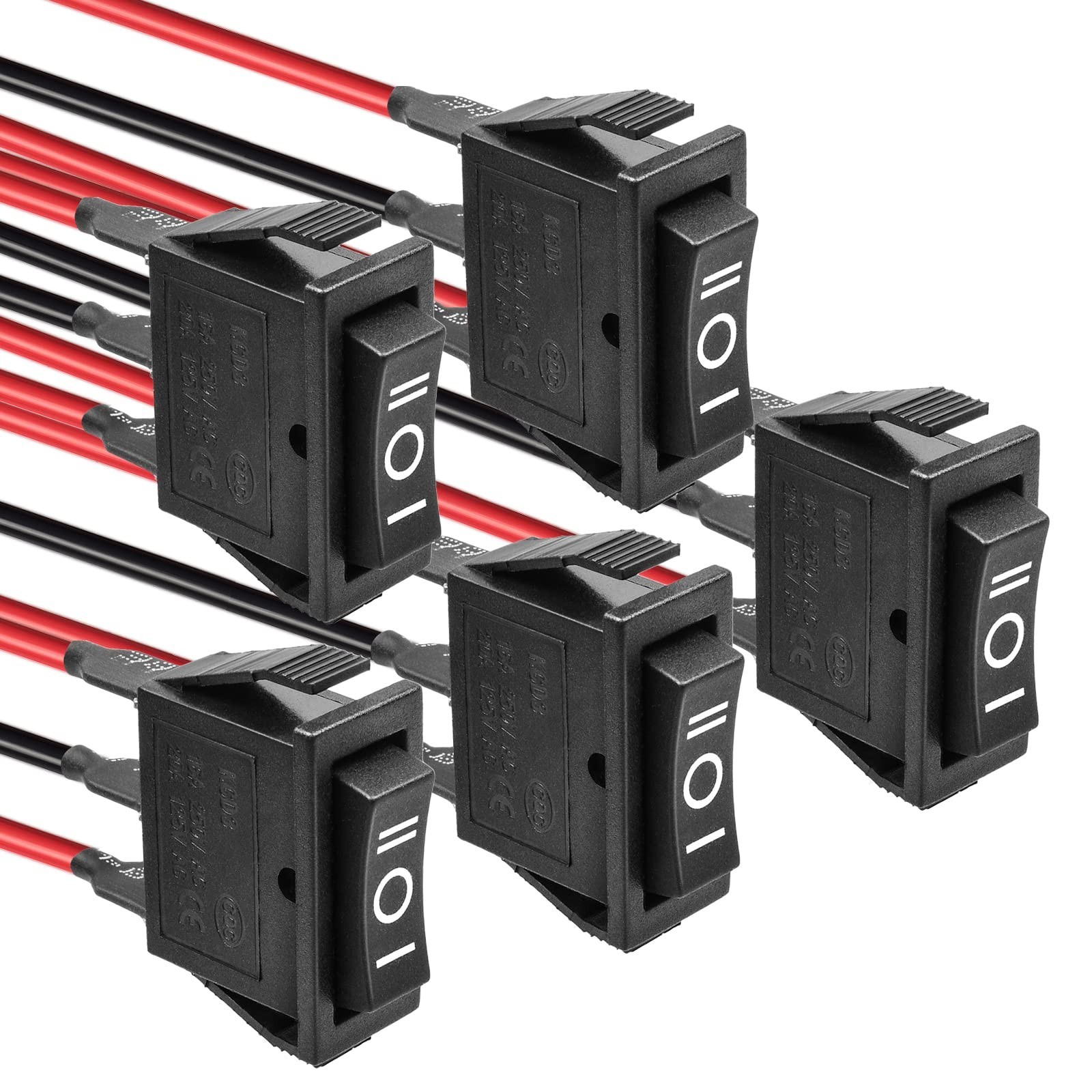 QTEATAK 5Pcs SPDT 3 Pins 3 Position Pre-Wired ON/Off/ON Toggle Rocker Switch ...