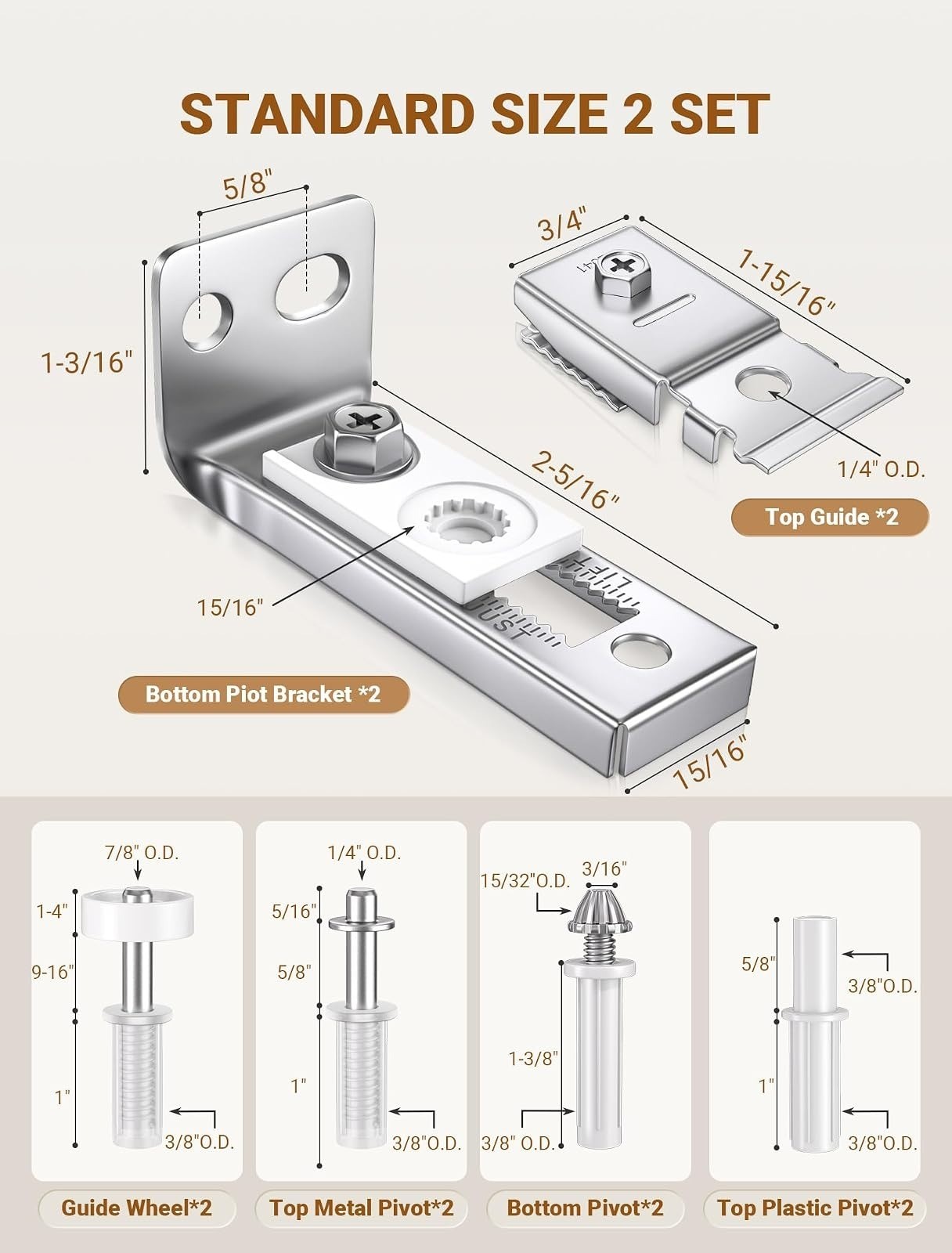 Bifold Door Hardware Repair Kit - 2 Pack Replacement Parts
