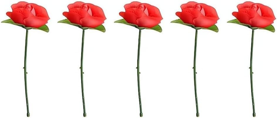 5Pcs Red Folding Rose/Rose Appearing Magic Tricks Flower Appearing Close Up Stag