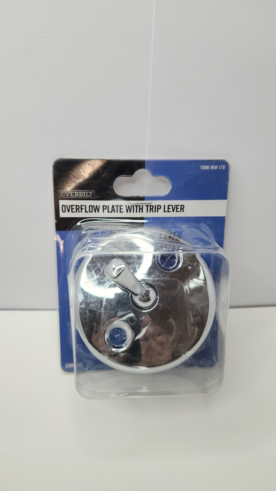EVERBILT OVERFLOW PLATE WITH TRIP LEVER 1006-959-178 863009 CHROME TUB & SHOWER