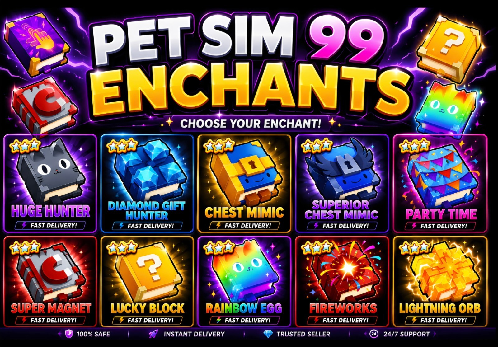 📚 Pet Simulator 99 Enchants | Choose Your Enchant | Fast Delivery | Roblox