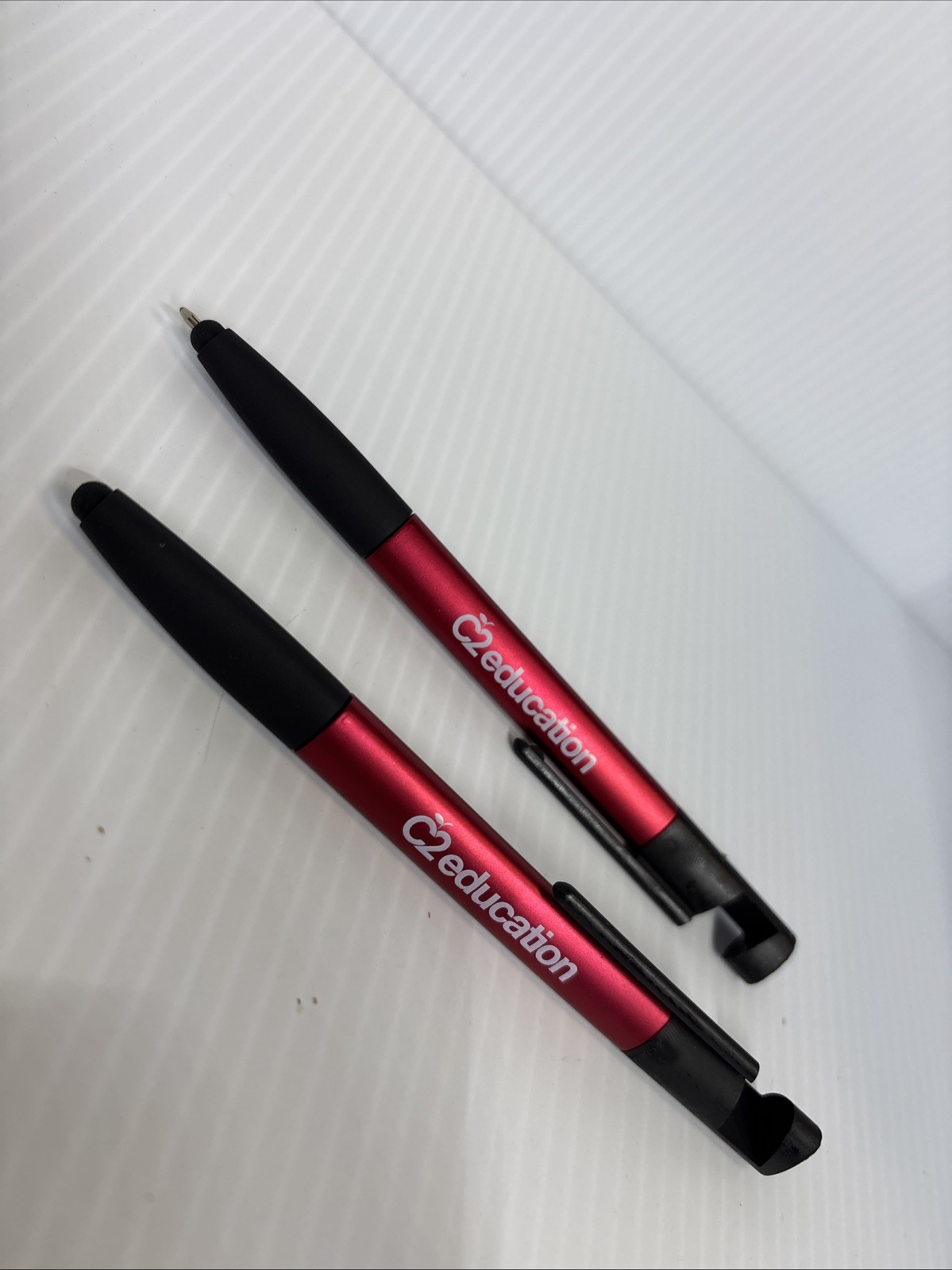 2 Red & Black Multi Tool Pen Screwdriver,level Ruler,ballpoint & Phone Holder