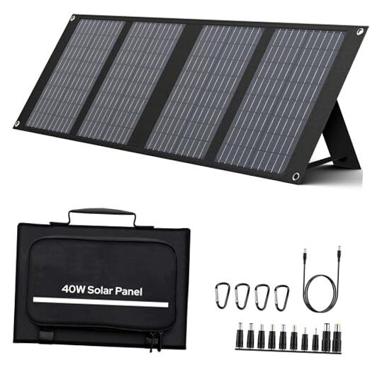 40W Solar Panel 40 Watt Foldable Solar Panel for Portable Power - Black 40W