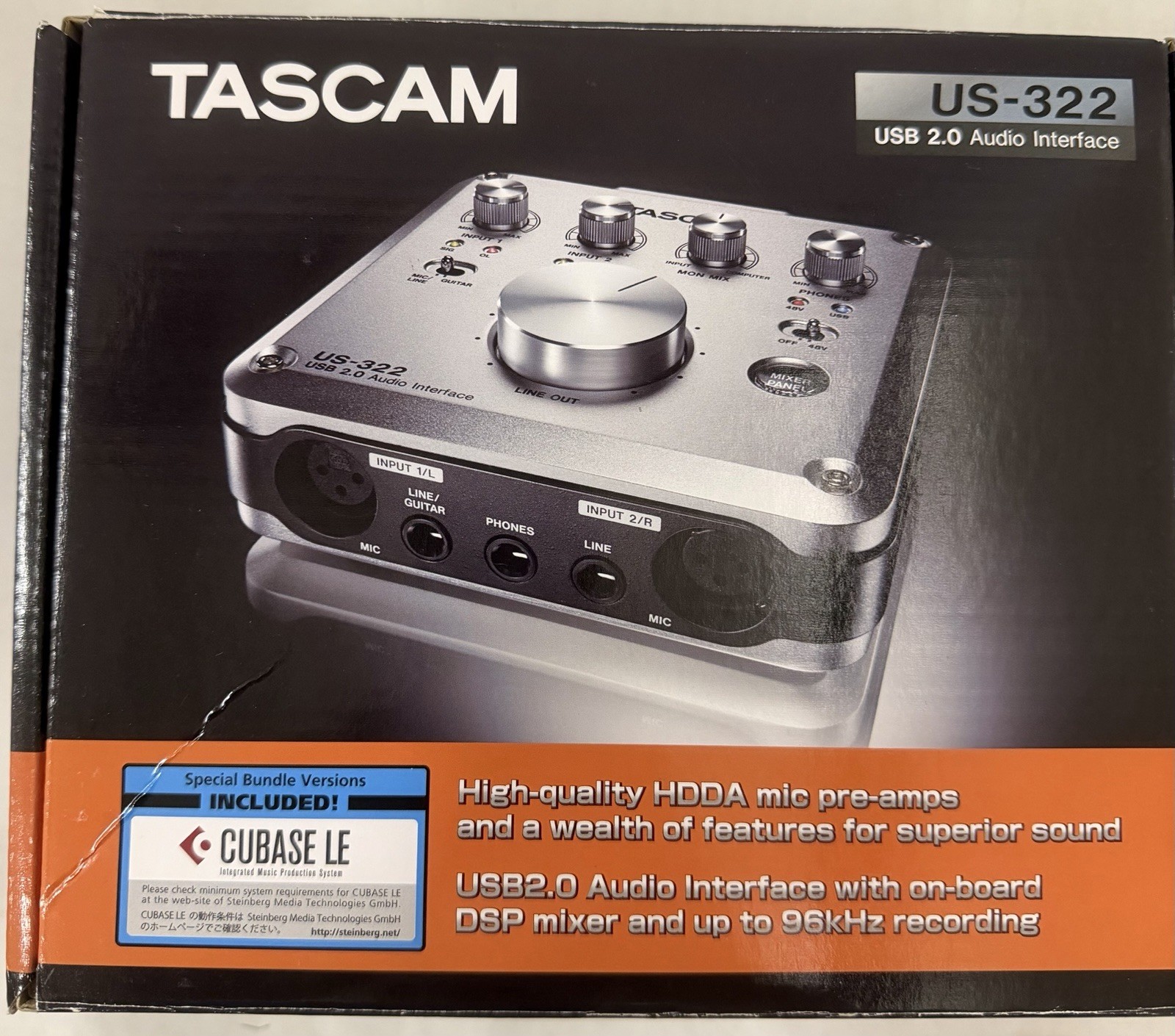 New Open Tascam US-322 USB 2.0 Audio Interface DSP Mixer For Advanced Recording