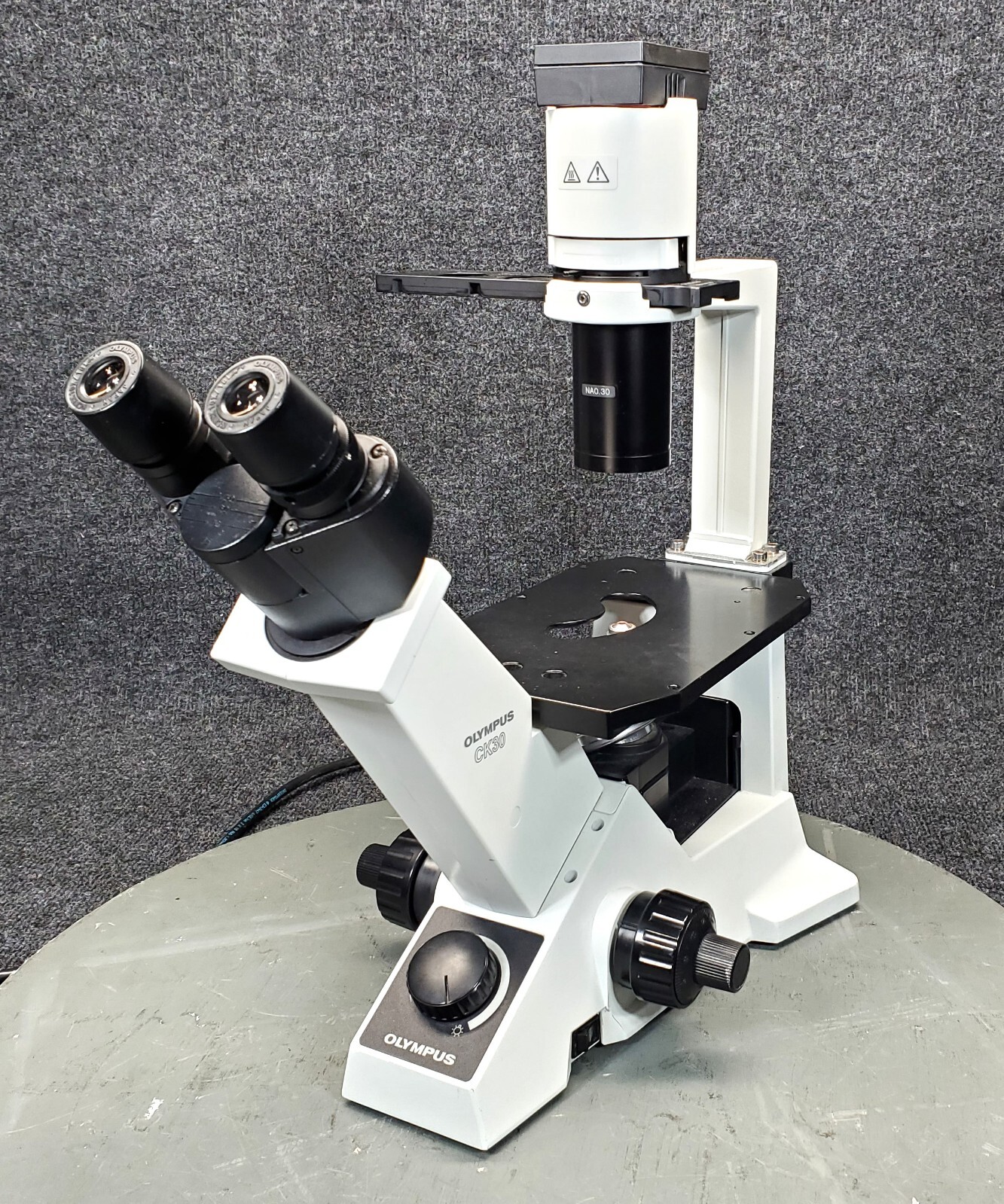 Olympus CK30 Inverted Microscope w/ 3 objectives, CK40-SLP Phase Contrast slider