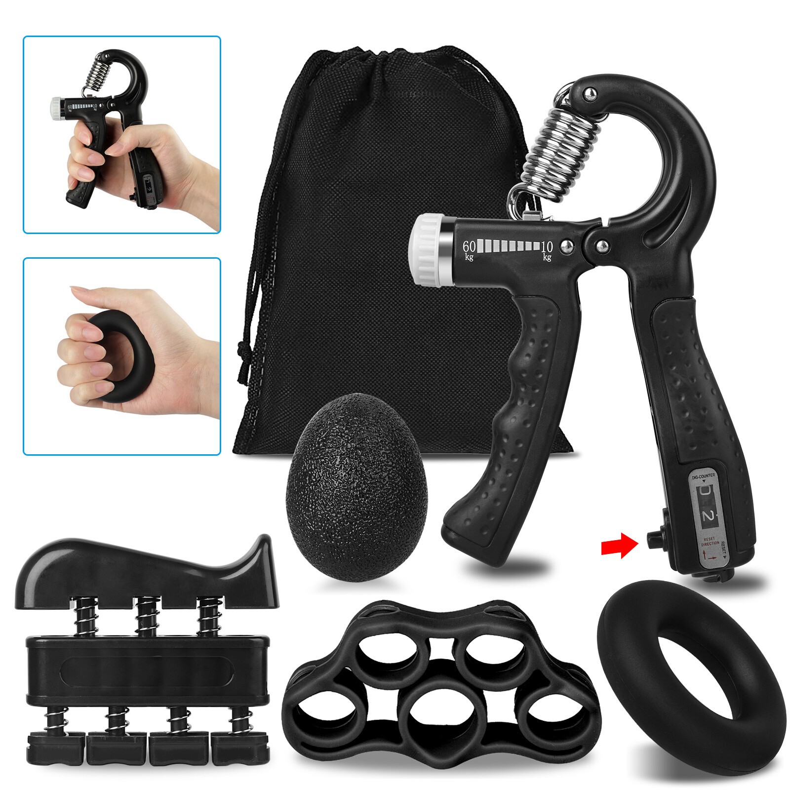 Hand Grip Strengthener Strength Gripper Finger Exerciser Therapy Forearm Trainer