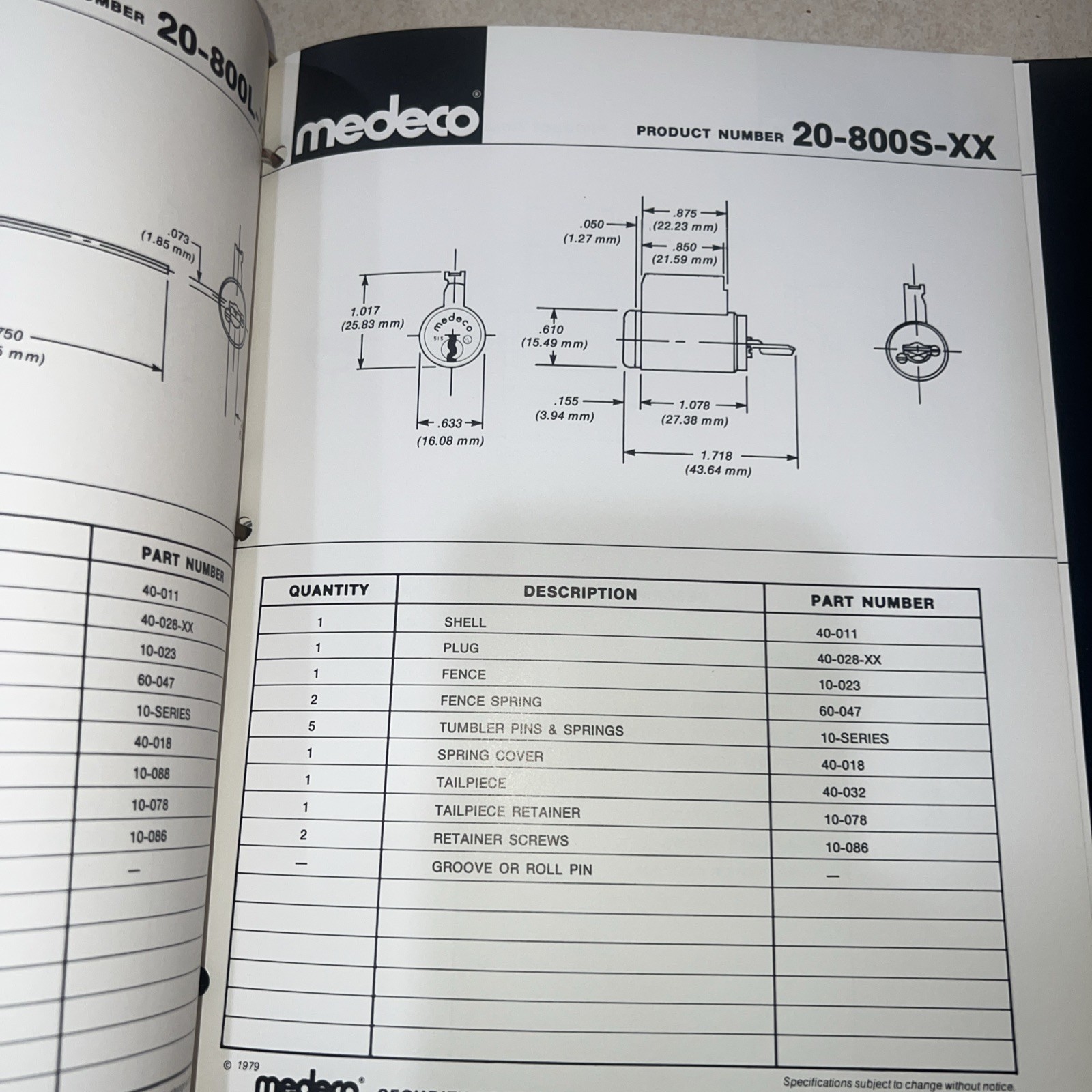 Vintage Medeco Technical Service Manual
