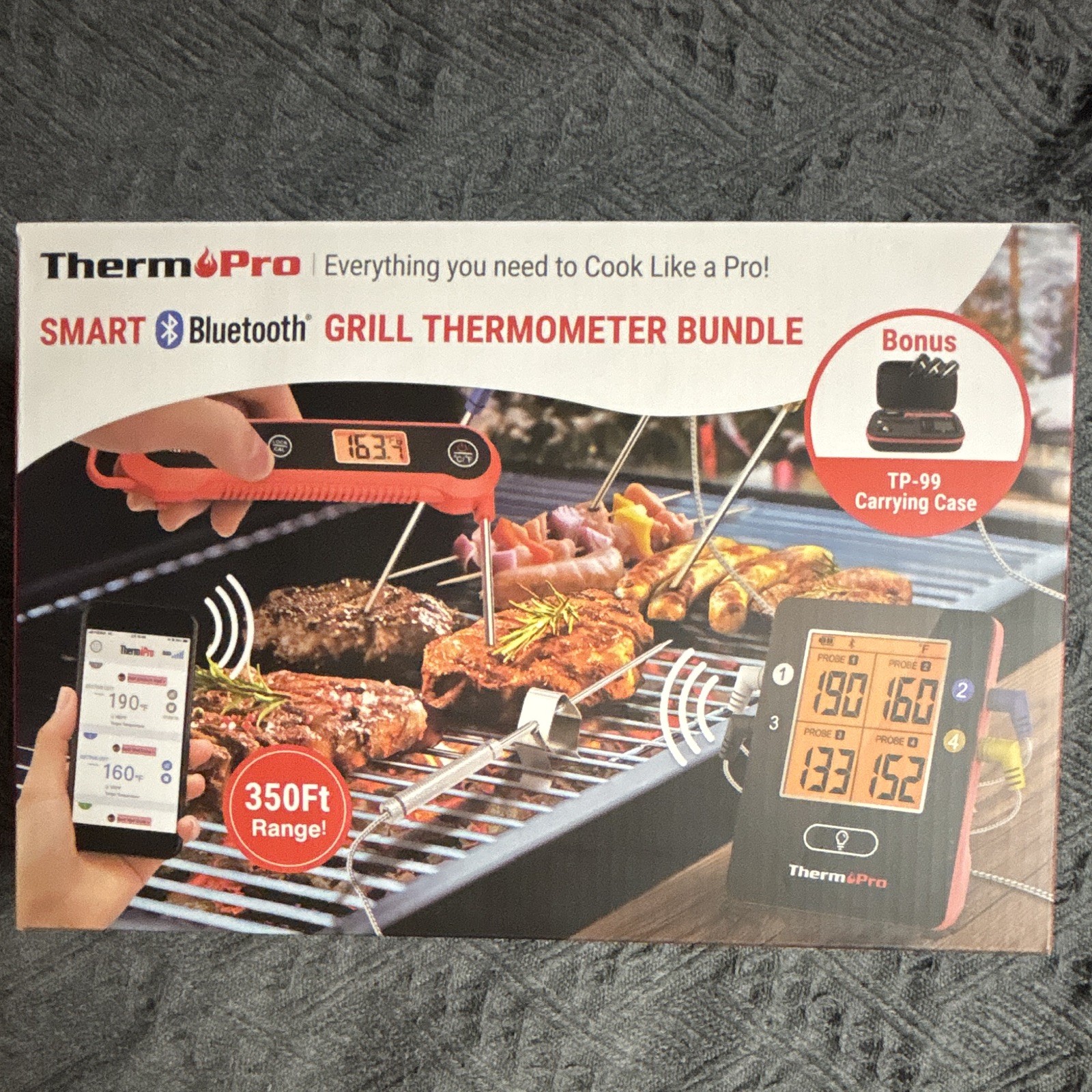 ThermoPro TP920W Bluetooth Digital Remote Read Grill Thermometer w/ Case