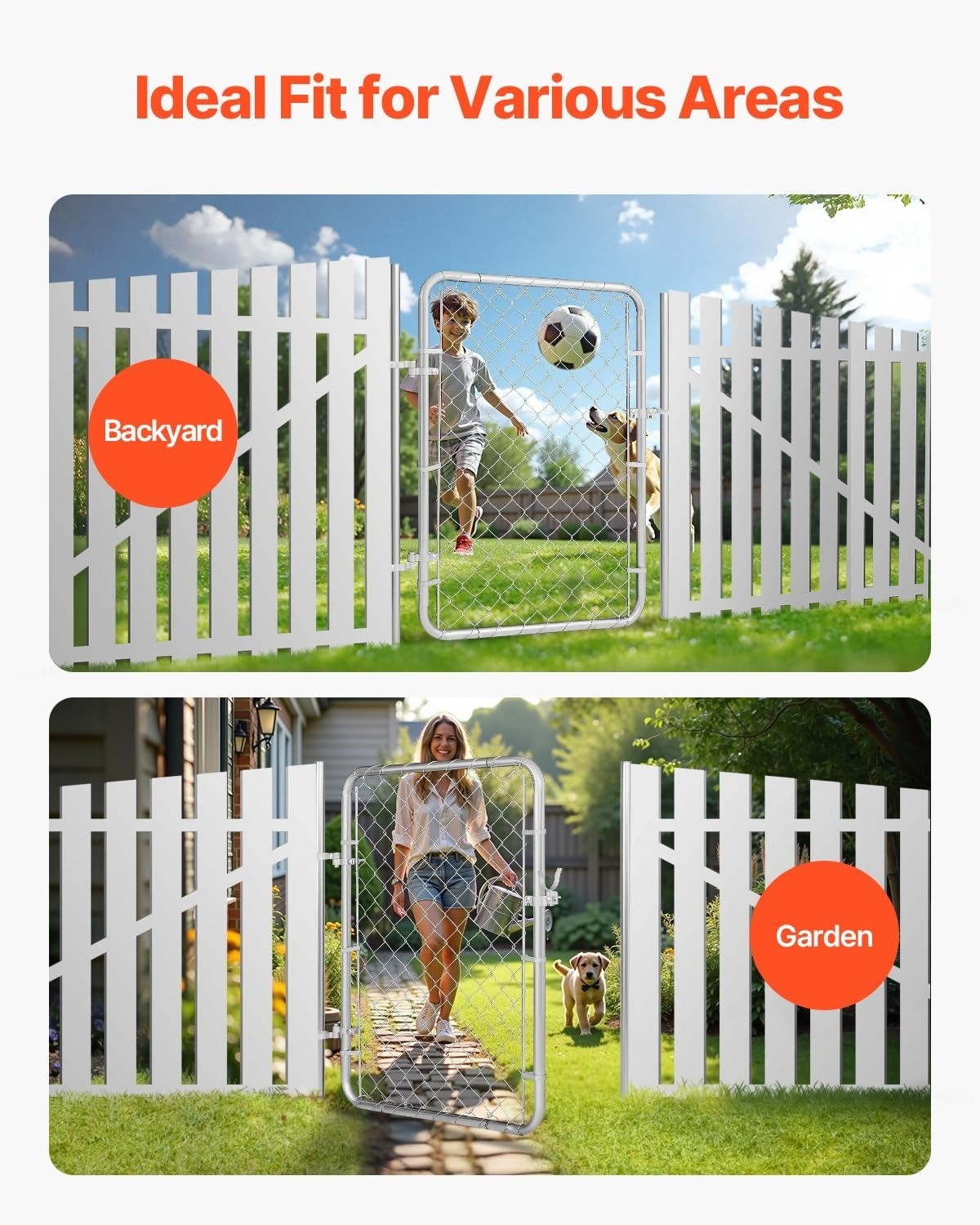 VEVOR Chain Link Fence Gate 32x46 in Adjustable Rust-Resistant