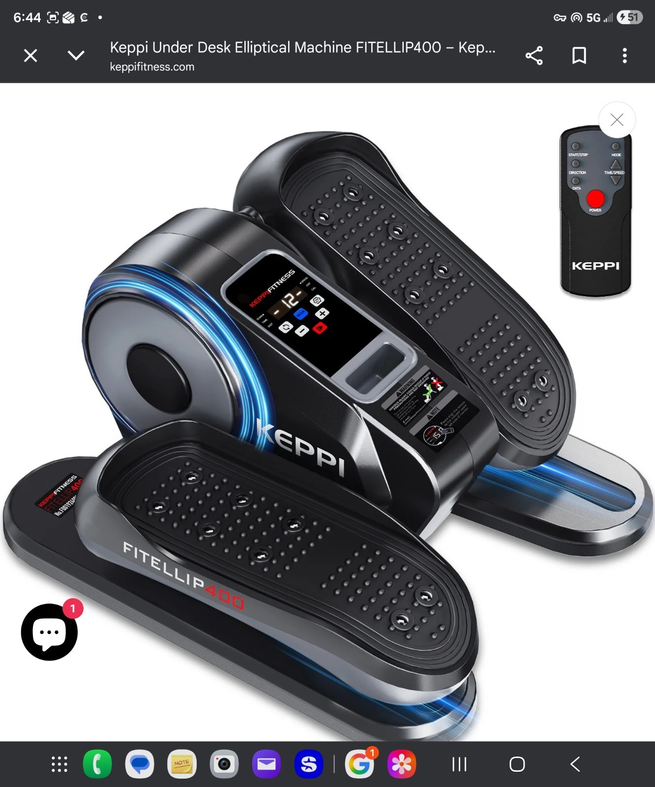 🏃 Keppi FITELLIP400 Under Desk Elliptical Machine Remote Magnetic NEW
