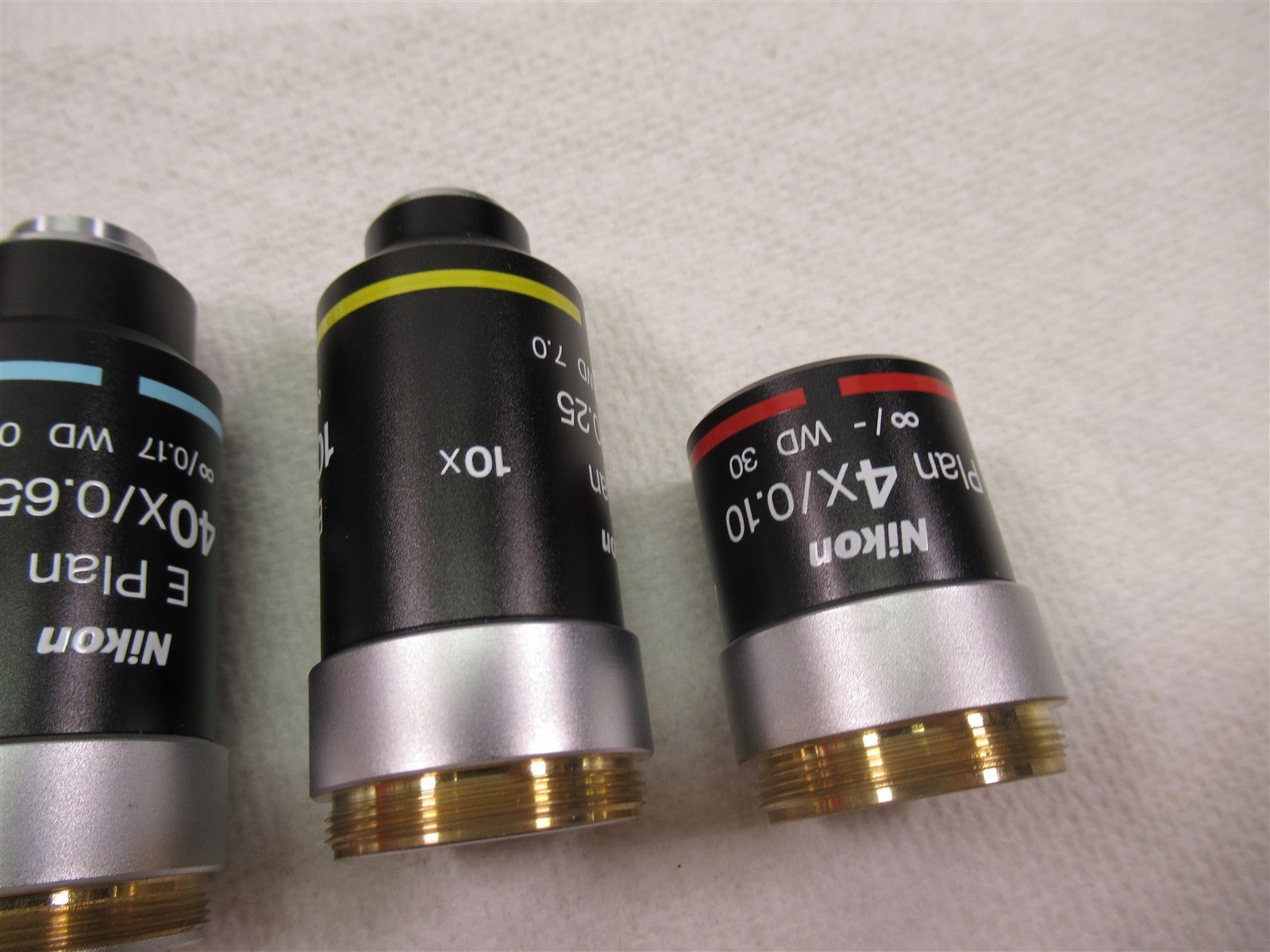 Nikon E Plan Microscope Objective Lenses Lot of 4 100x Oil 40x 10x & 4X Eclipse