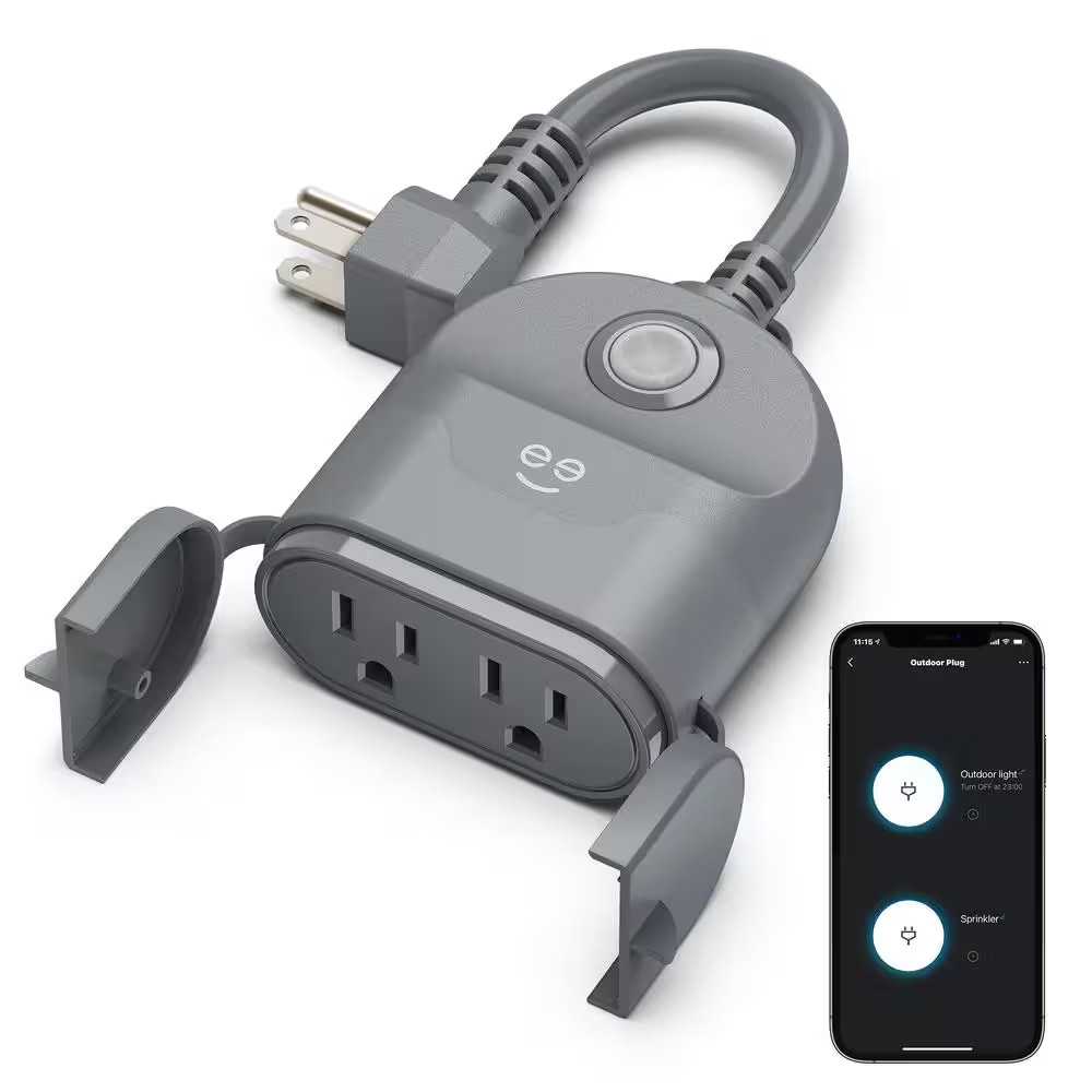 15 Amp 125-Volt Dual Outlet Outdoor Smart Wi-Fi Plug with Ios and Android App Vo