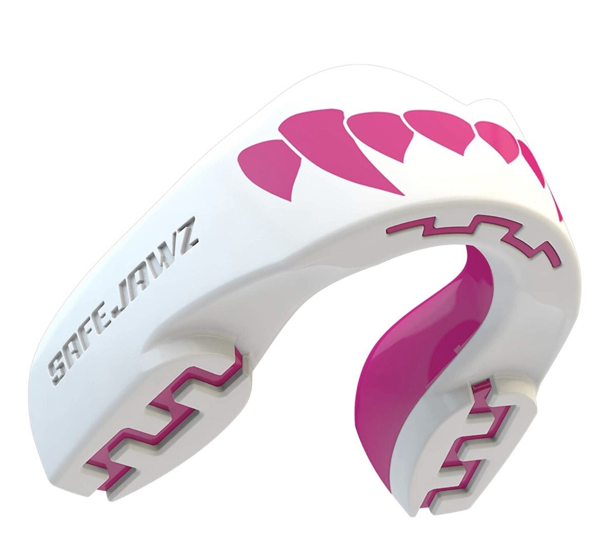 SAFEJAWZ Mouthguard Extro Series - Pink Fangz Adult + Mouthguard Disinfectant