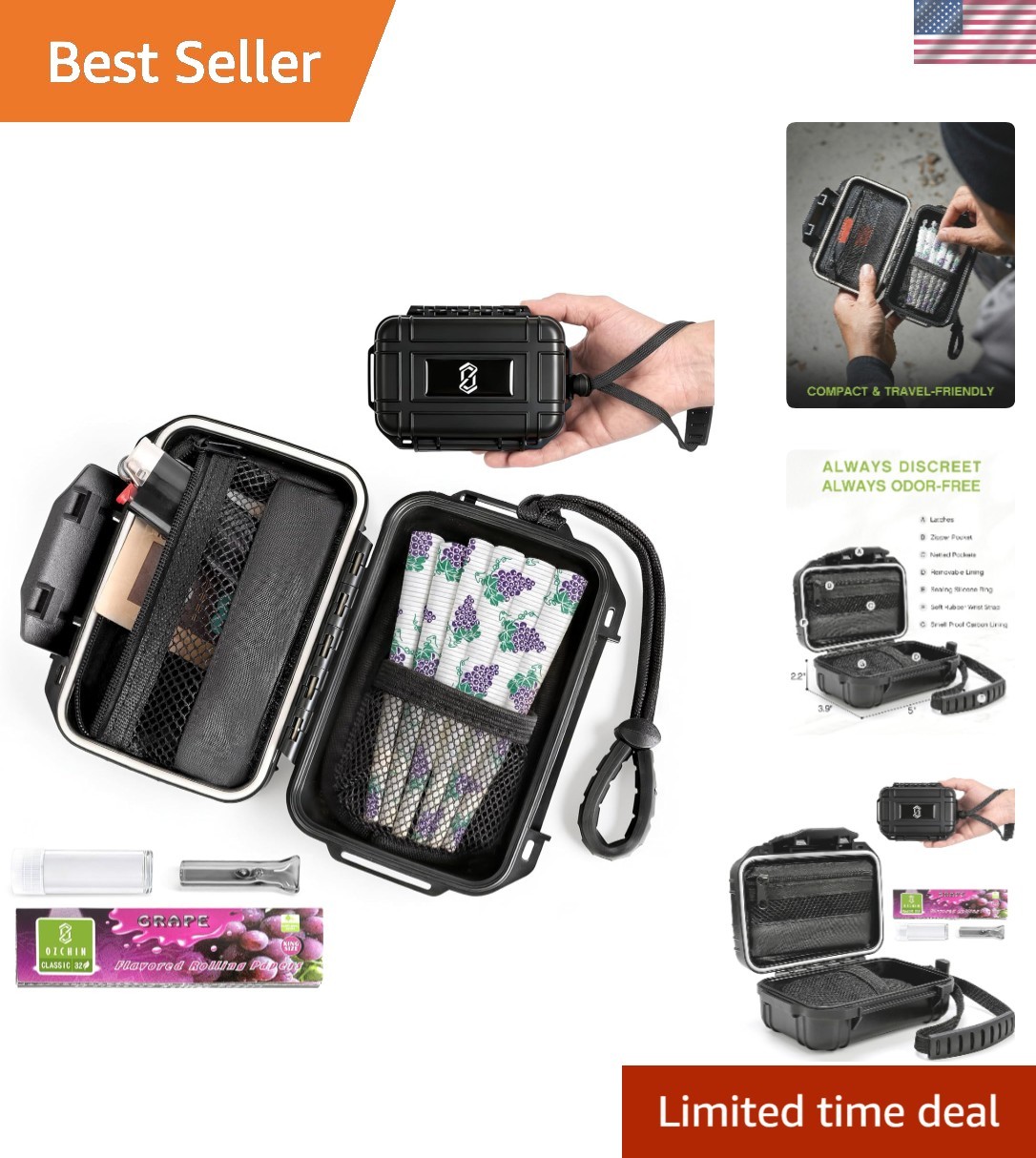 Waterproof Smell Proof Storage Box with Activated Carbon for Travel