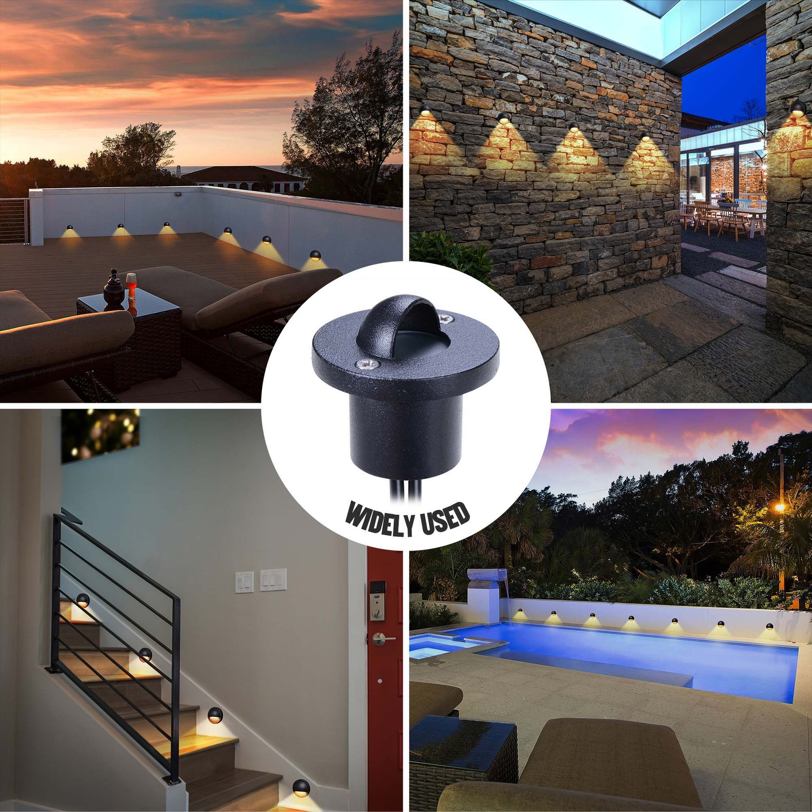 Yescom 12V LED Warm White Deck Stair Light Lamp Waterproof Pathway 20 Pack