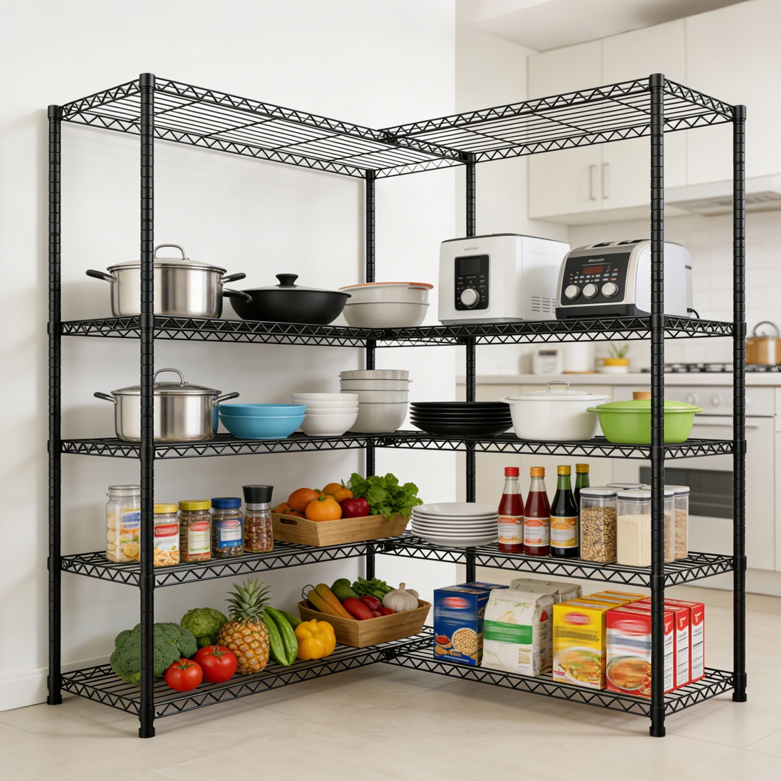 Heavy Duty Metal Rack Shelving Storage Garage Space-Saving Shelves Adjustable