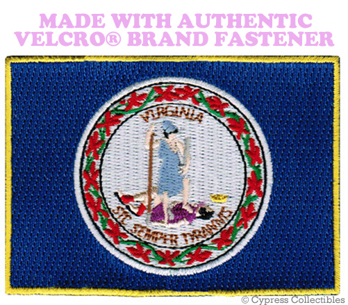 VIRGINIA STATE FLAG PATCH EMBROIDERED SYMBOL APPLIQUE w/ VELCRO® Brand Fastener