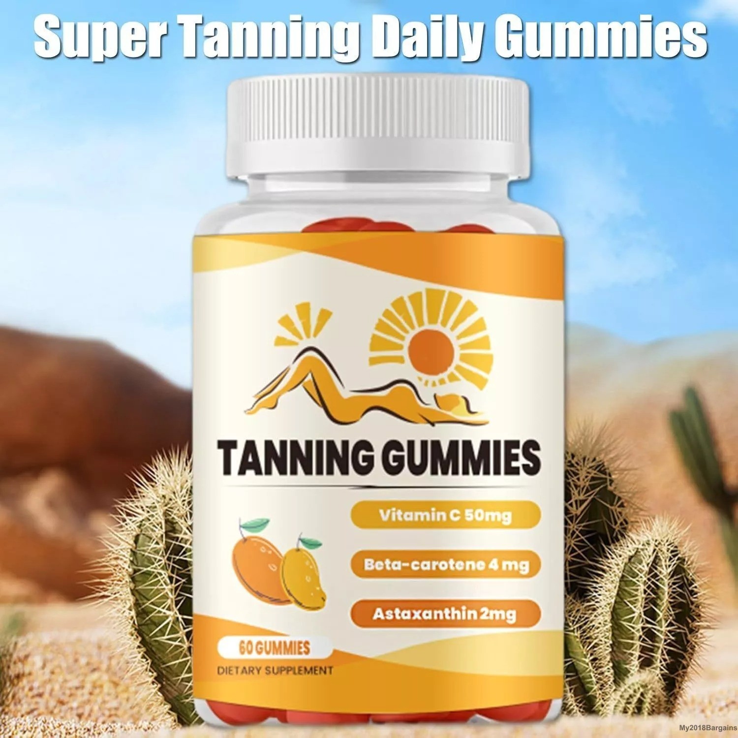 Tanning Gummies Mango, 60 Gummies Super Tanning