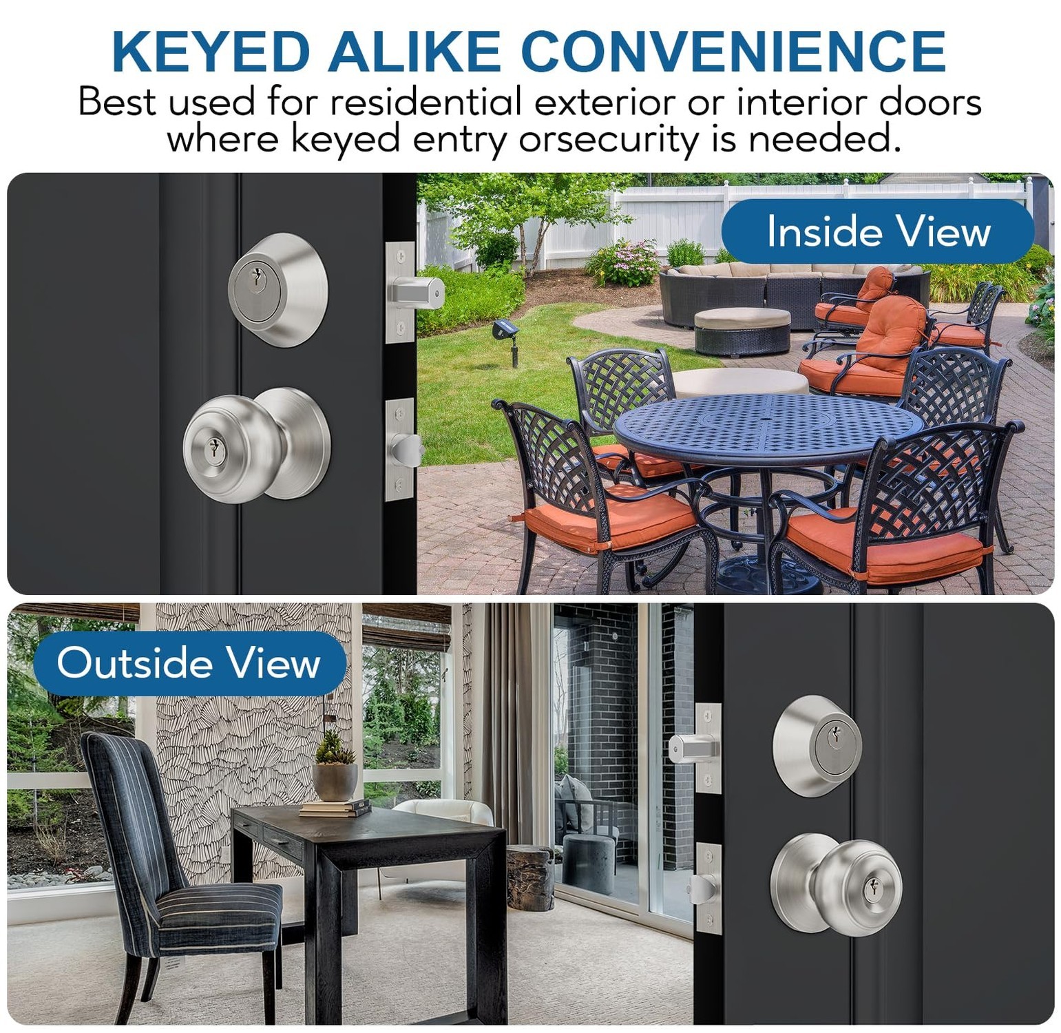 1 Set All Keyed Same Entry Door Knobs and Single Cylinder Deadbolt Combo Set ...