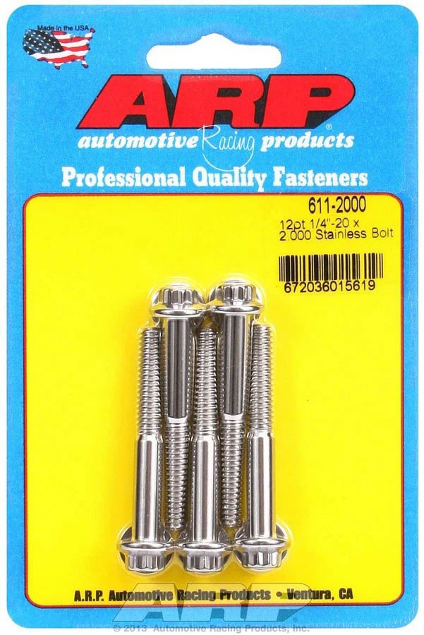 ARP 611-2000 611-2000 S/S Bolt Kit - 12pt. (5) 1/4-20 x 2.000
