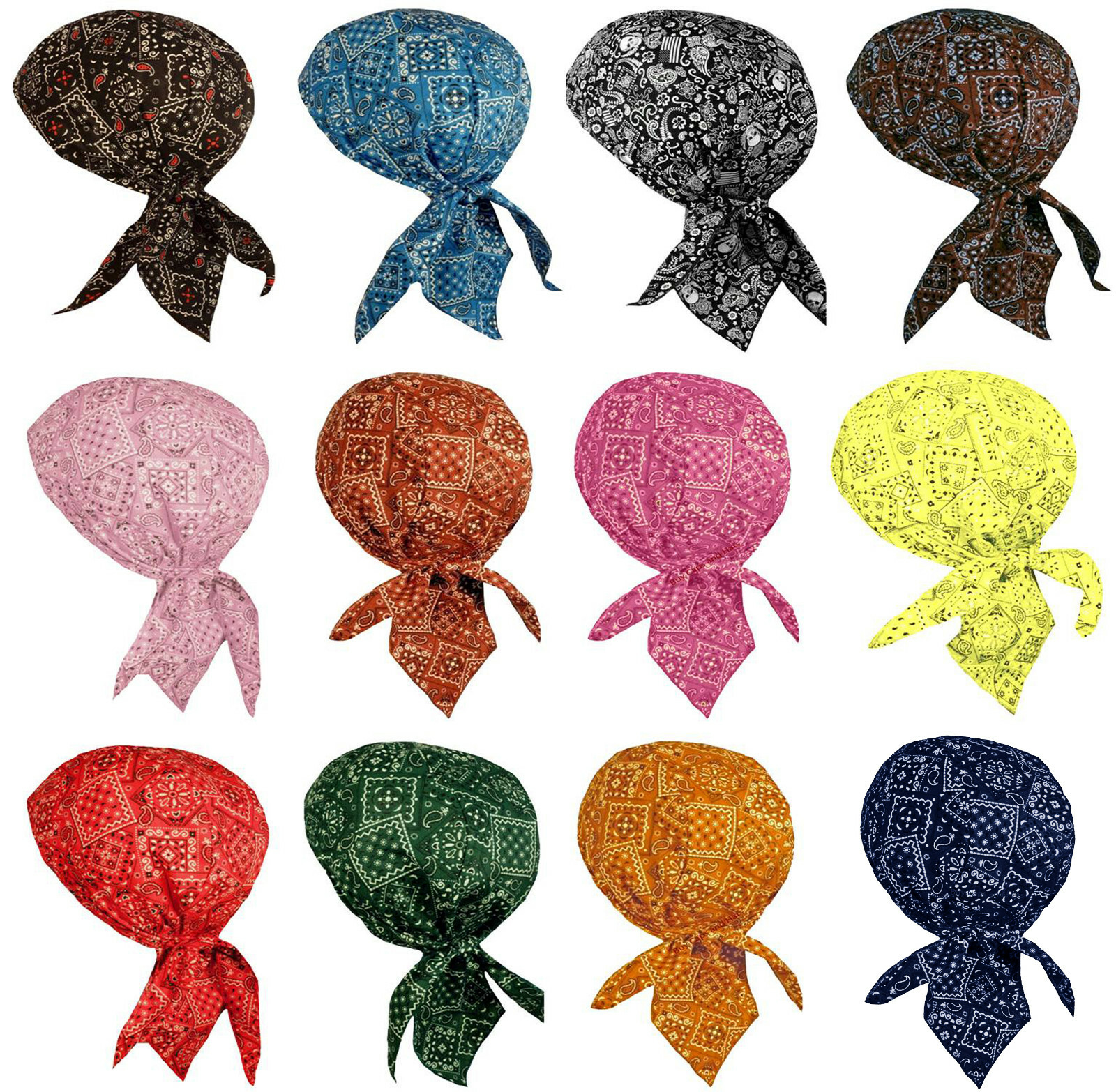 Paisley Bandana Head Wrap | Motorcycle Skull Cap | Cycling Doo Rag w/ Sweatband