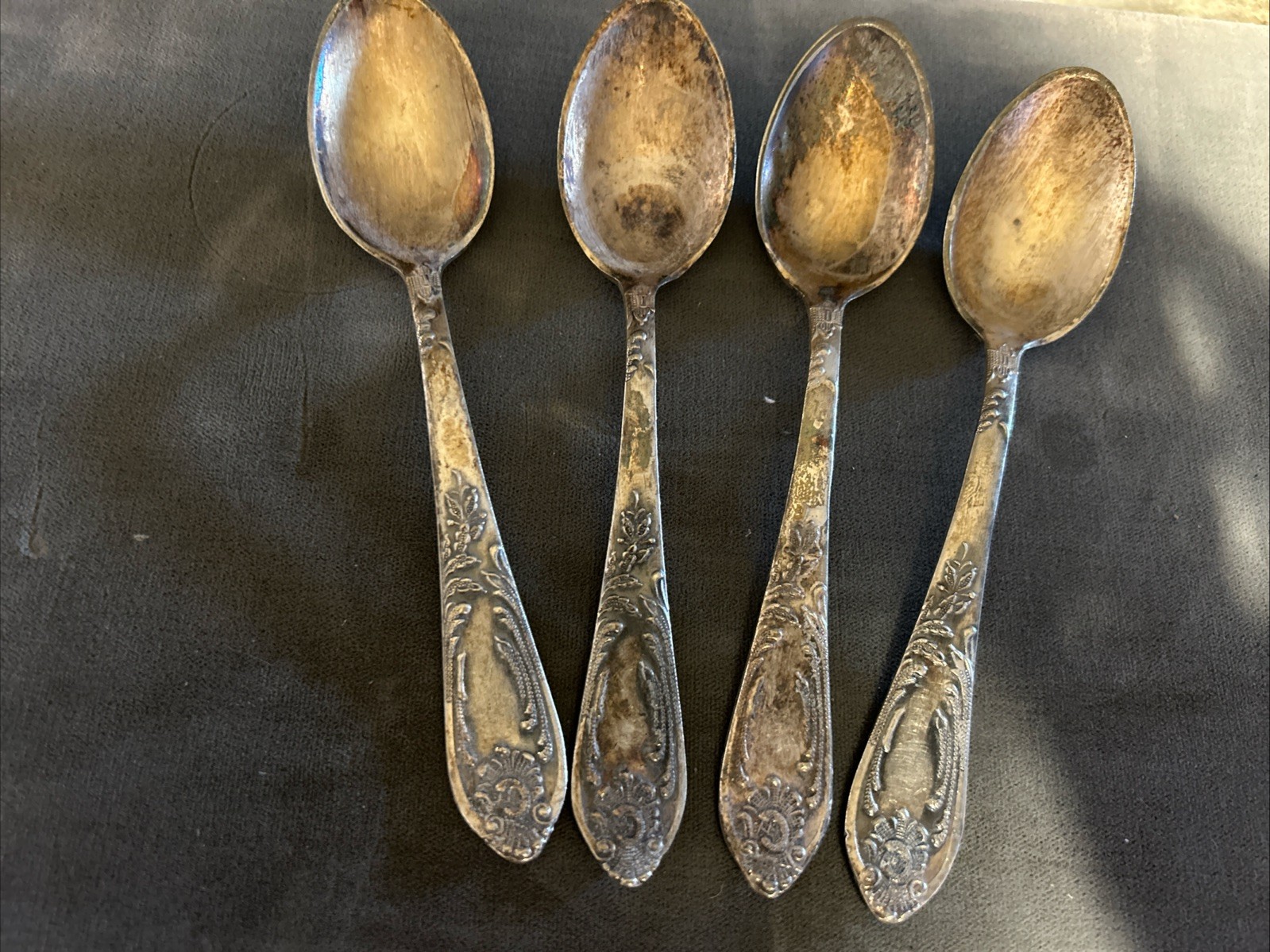 Lot of 4 Vintage 60s-70s Rare Soviet Union USSR МНЦ  1-80 Silver Plate Spoons