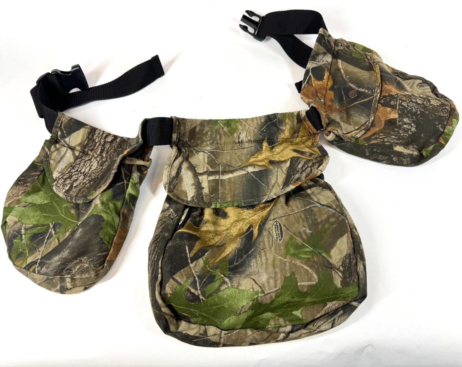 Fieldline Vintage Reatree Camo 3 Pouch Bag Hunting Skeet Shooting Ammo Belt