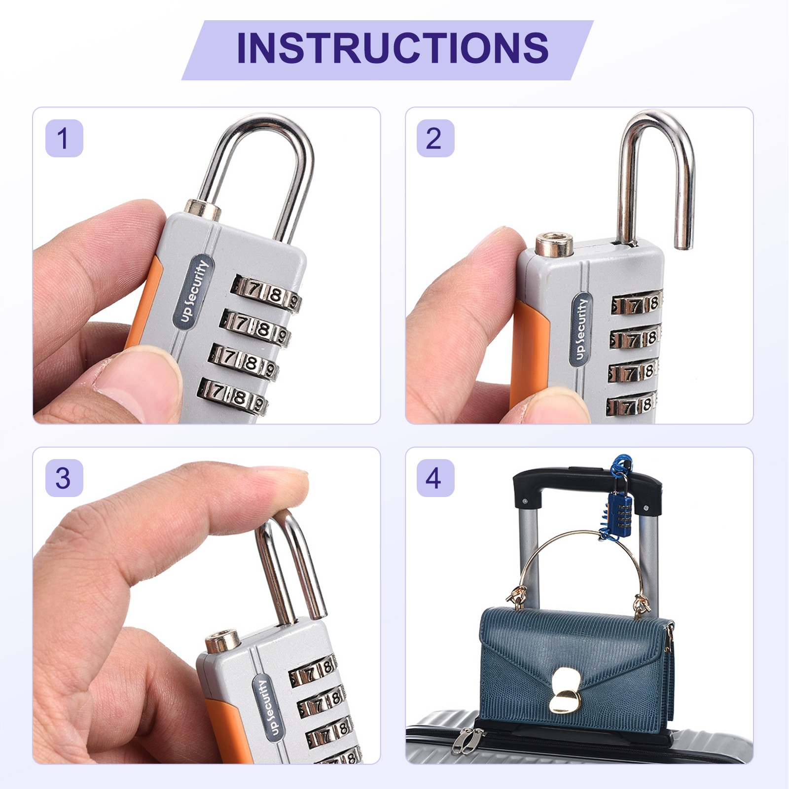 Luggage Cable Locks 4 Digit Combinations Padlocks with 3.3 Ft Cables Locks Gray