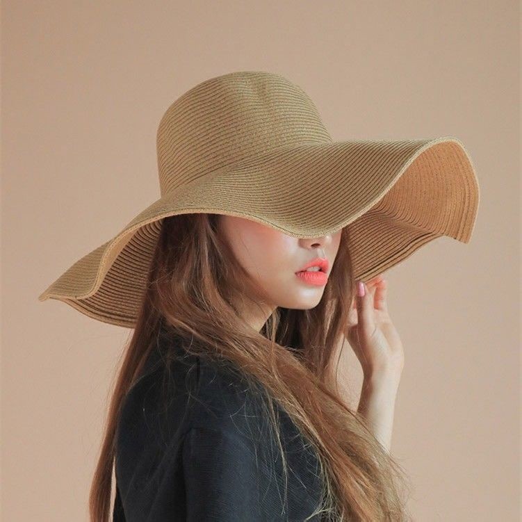 Lady Women Wide Large Brim Cap Floppy Beach Sun Straw Hat Summer Holiday Fashion