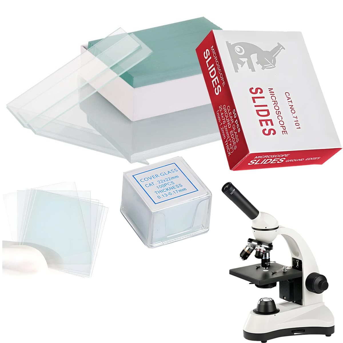 Microscope Slides and Covers – 50 Blank Glass Slides for Microscope with 100