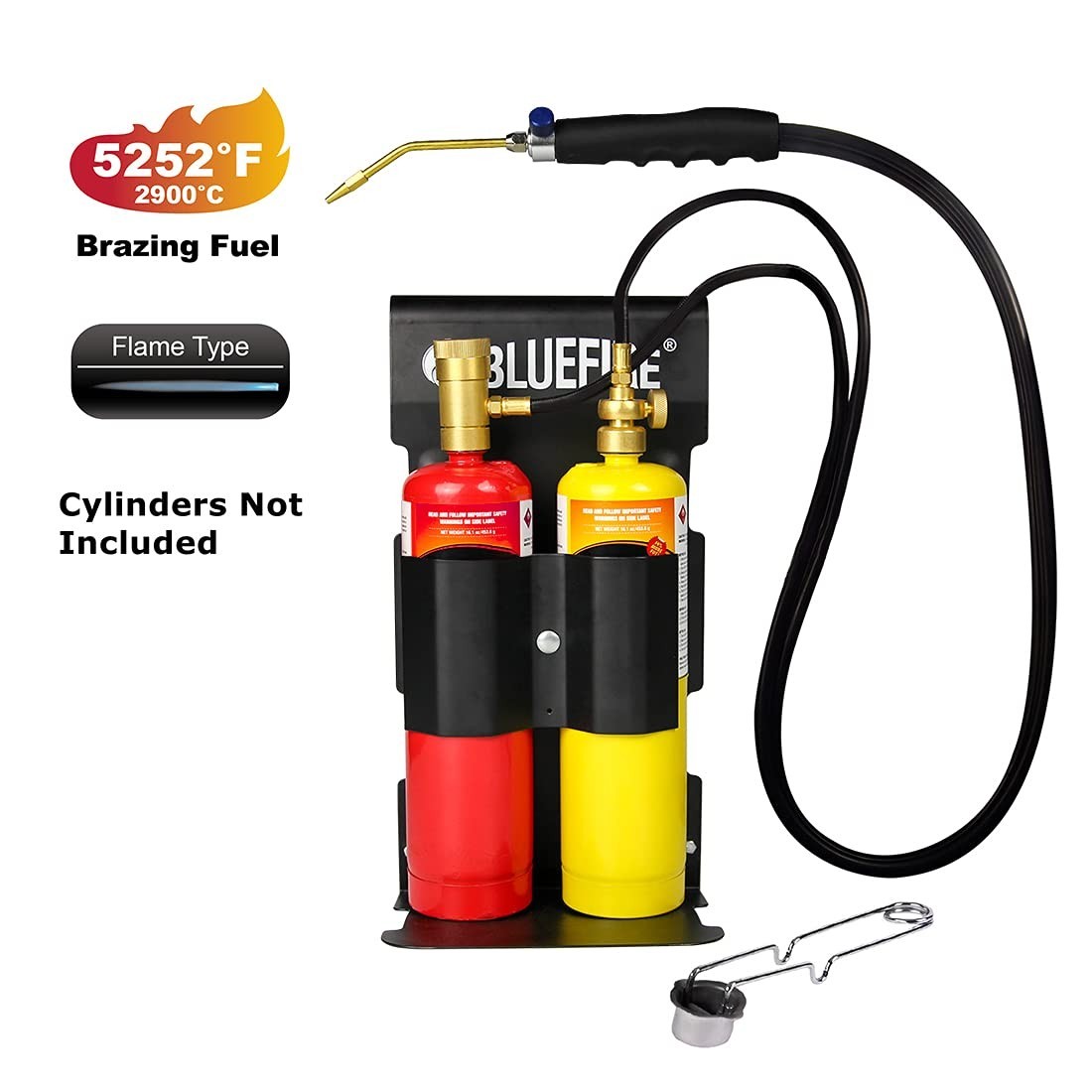 Cutting Torch Kit with Cylinder Holder Rack - Powerful Flame