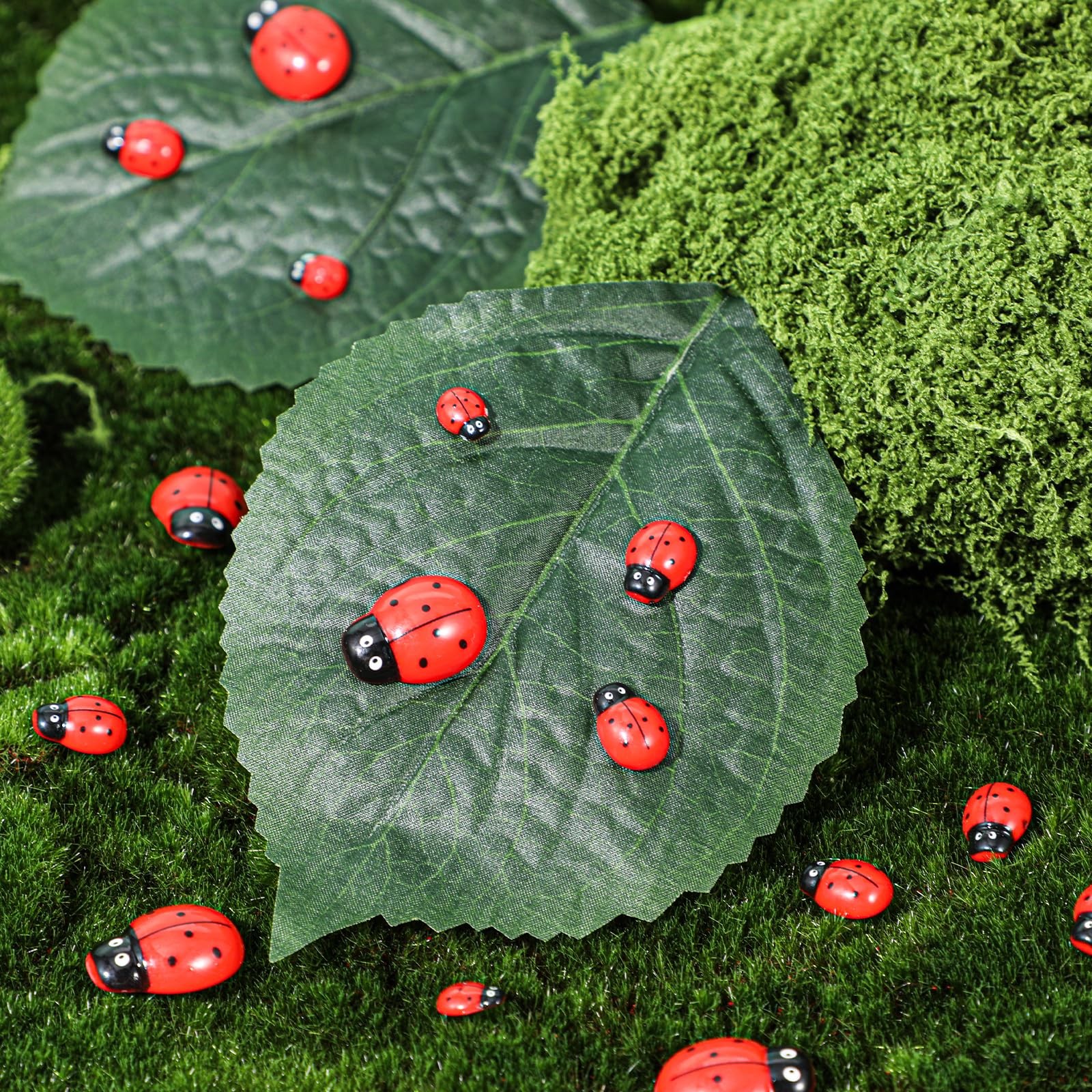 100 Pieces Ladybug Decor, Tiny Resin Ladybugs Decor, 3 Size Plastic Ladybugs Sha