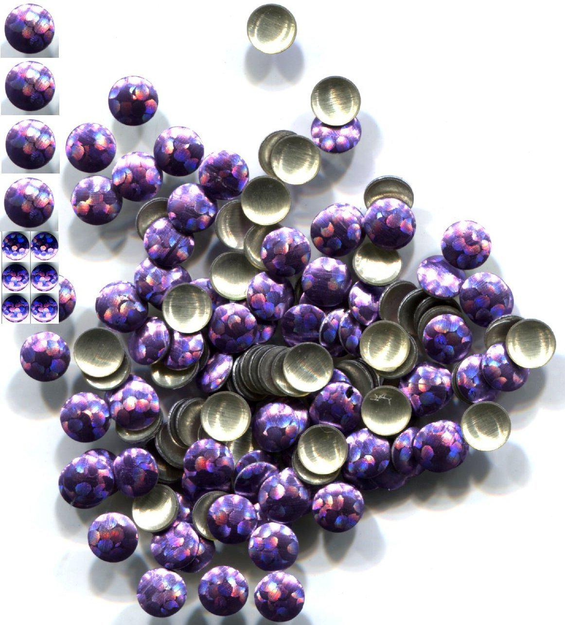 HOLOGRAM Round Nailheads ICE PURPLE  4mm Hotfix  1 gross