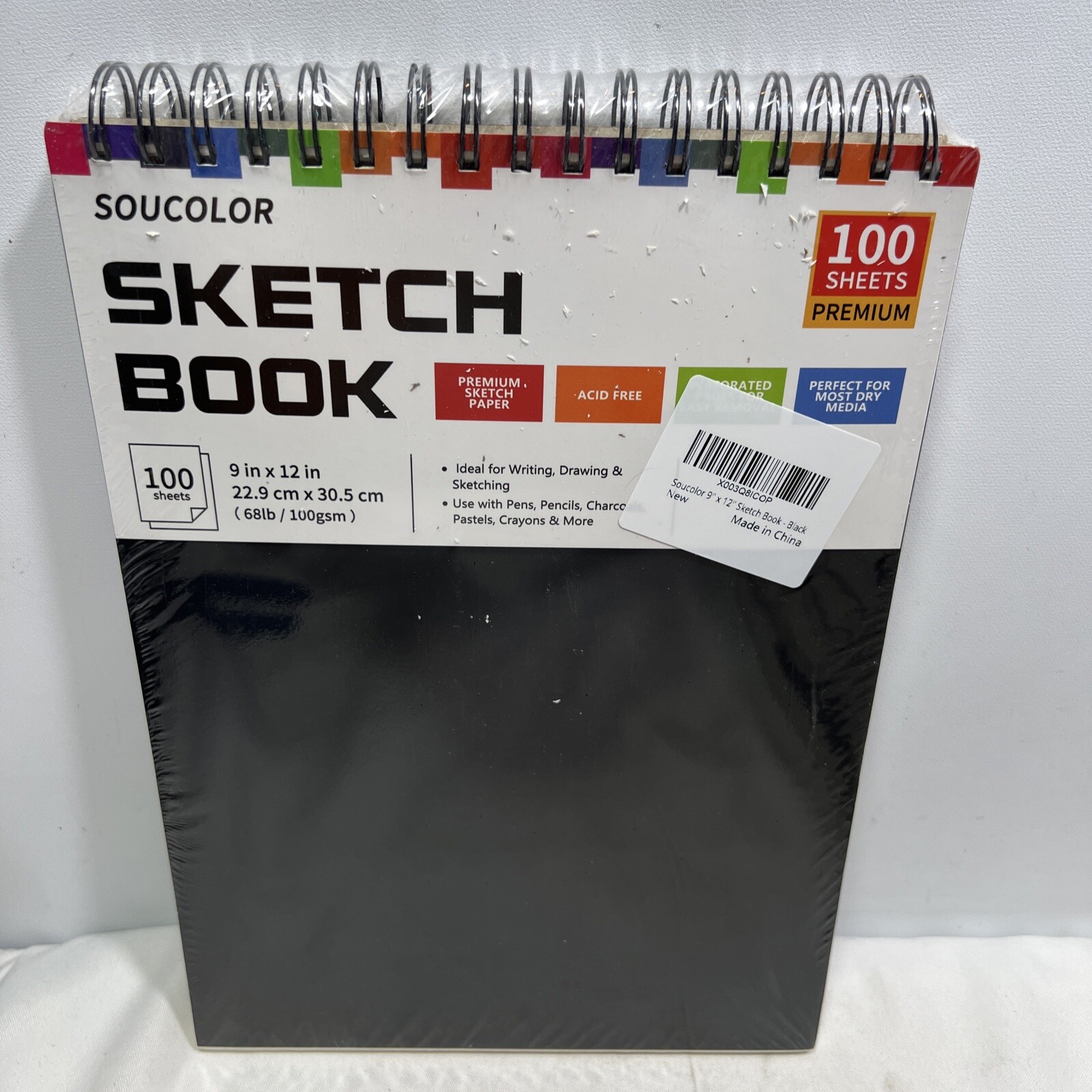 Soucolor 9" X 12" Sketch Book, 1-Pack 100 Sheets Spiral Bound Art Sketchbook NEW