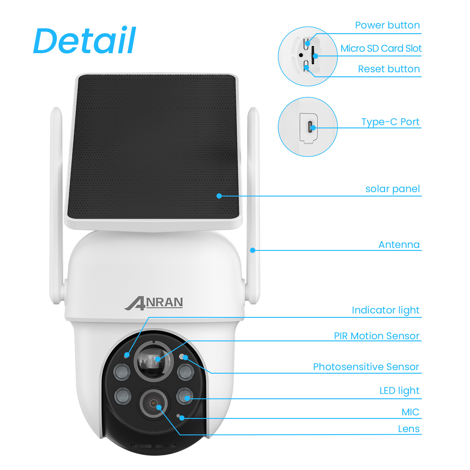 Solar Battery Powered Wireless Security Camera System Home Outdoor Wifi IP Audio