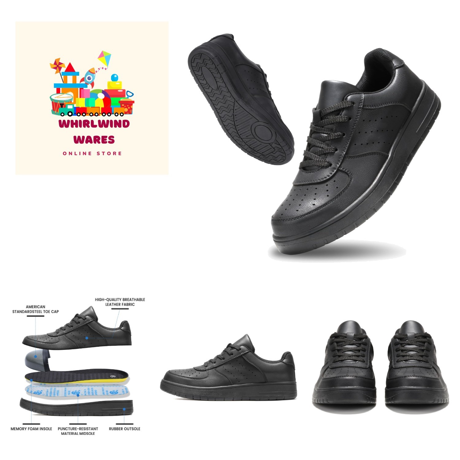 Steel Toe Shoes for Men Comfortable Safety Shoes Lace Up Work Shoes