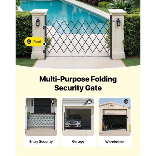 Single Folding Security Gate, Lockable Scissor Gate with 360?° Swivel Caster