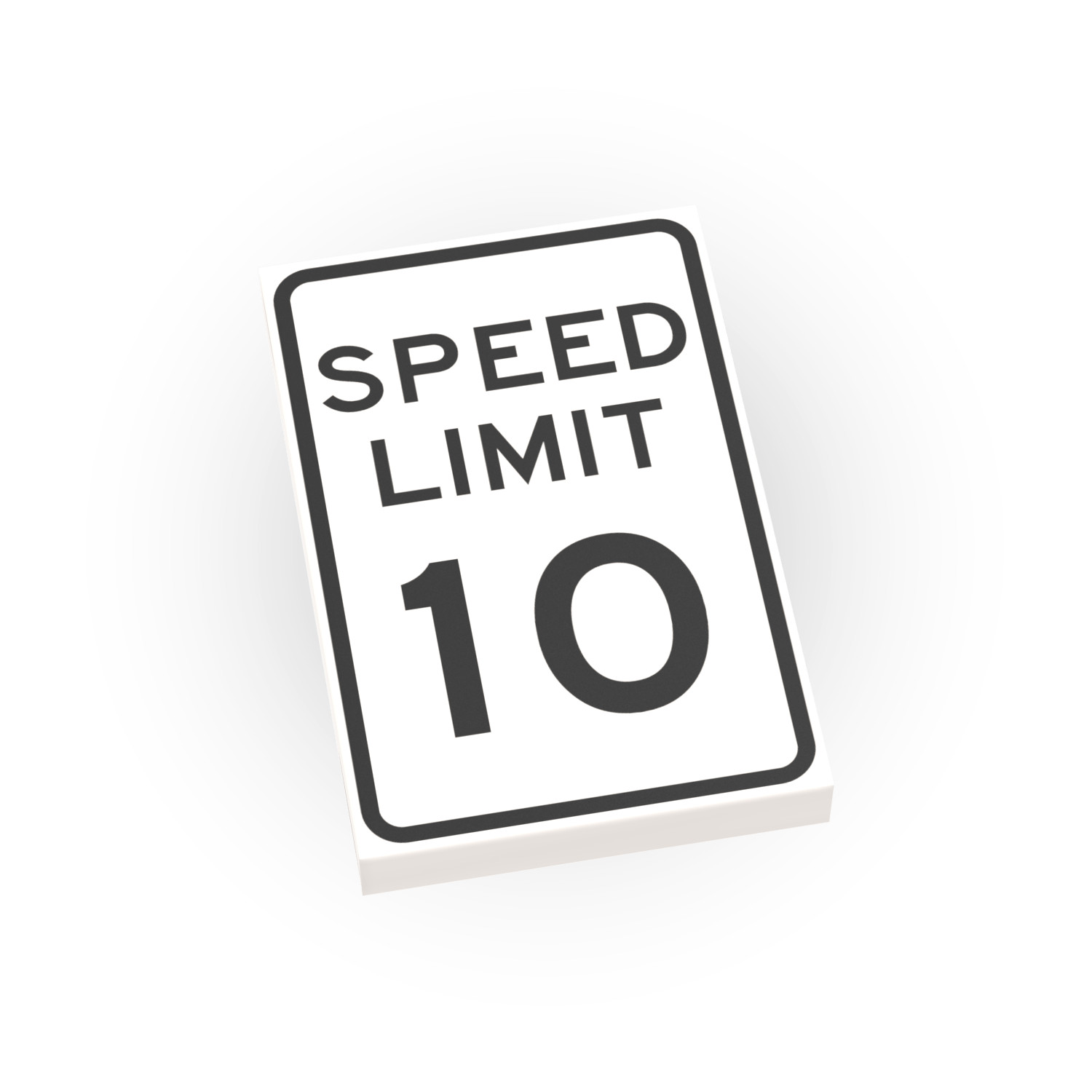 10 MPH Speed Limit Street Sign  - 2x3 Tile  Minifig Scale - Brick City Custom