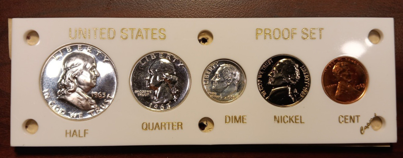 1963 U.S Mint Proof Set, 2003A Near Solid 2's, 2003A Near Solid 4,s Uncirculated