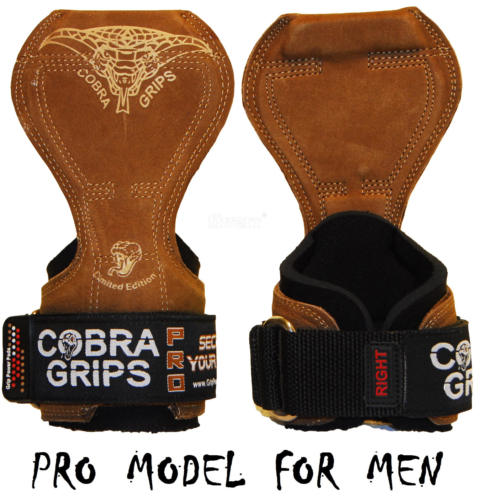 Cobra Grips PRO Brown Gym Body Building Hooks Gloves Sports Weight Lifting Grips