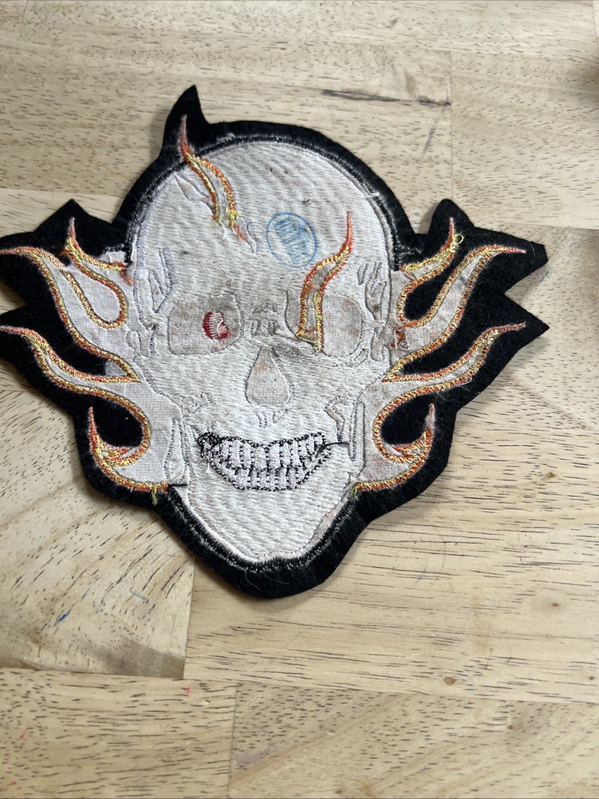 7.5" Flaming Skull Motorcycle Patch New